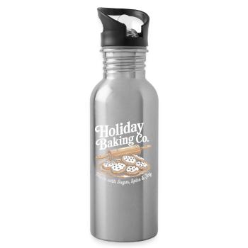Pâtisserie de Noël vintage - Gourde avec paille intégrée - argent clair - Droite