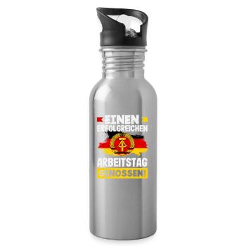 Journée de travail réussie camarades Ossi Spruch RDA - Gourde avec paille intégrée - argent clair - Droite
