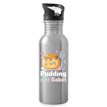 Pudding with fork - Water bottle with straw - silver - Right