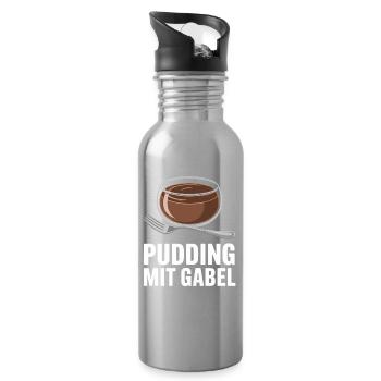 Pudding with fork - Water bottle with straw - silver - Right