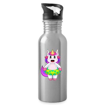 Einhorn Schwimmen Schwimmring Sommer - Trinkflasche mit integriertem Trinkhalm - Lightsilver - Rechts