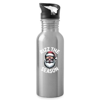 Rizz Die Saison Weihnachtsmann Grafik - Trinkflasche mit integriertem Trinkhalm - Lightsilver - Rechts