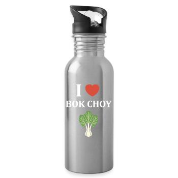 Ich liebe Pak Choy-Grafik - Trinkflasche mit integriertem Trinkhalm - Lightsilver - Rechts