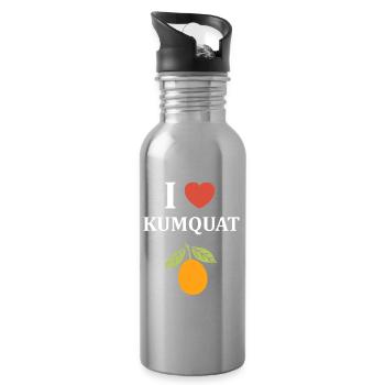J'aime Kumquat et Agrumes - Gourde avec paille intégrée - argent clair - Droite