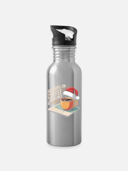 Weihnachtsbüro Humor - Trinkflasche mit integriertem Trinkhalm - Lightsilver