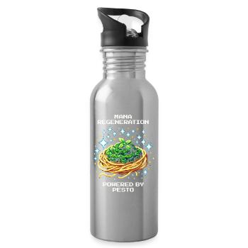 Mana Regeneration | Powered by Pesto - Trinkflasche mit integriertem Trinkhalm - Lightsilver - Rechts