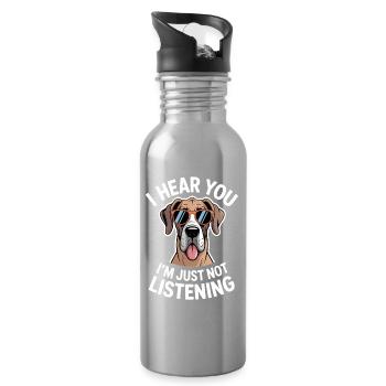 Dogue Allemand disant drôle Cadeau Dogue Allemand - Gourde avec paille intégrée - argent clair - Droite