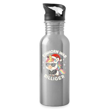 Weihnachten Spruch Humor Einhorn Lustig Rentier - Trinkflasche mit integriertem Trinkhalm - Lightsilver - Rechts
