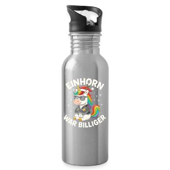 Weihnachten Spruch Humor Einhorn Lustig Rentier - Trinkflasche mit integriertem Trinkhalm - Lightsilver - Rechts