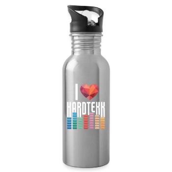 I Love Hardtekk Tekke East Germany - Water bottle with straw - silver - Right