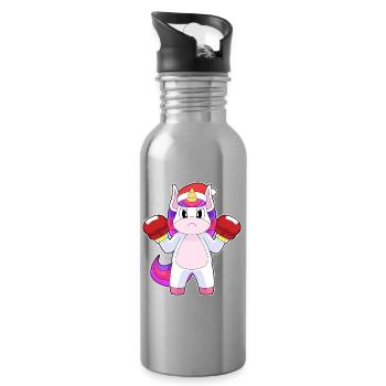Einhorn Weihnachten Boxen - Trinkflasche mit integriertem Trinkhalm - Lightsilver - Rechts