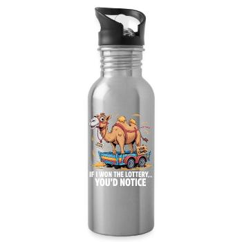 Funny If I Won The Lottery You'd Notice - Water bottle with straw - silver - Right