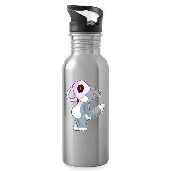 Tasse à café chat - Gourde avec paille intégrée - argent clair - Droite