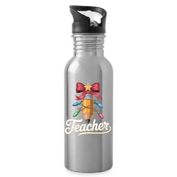 Geschenkidee für Lehrer zur Weihnachten - Trinkflasche mit integriertem Trinkhalm - Lightsilver - Rechts