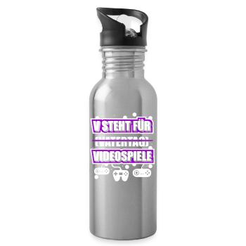 Dad Dad Gamer Gamer Gamer Gaming - Water bottle with straw - silver - Right