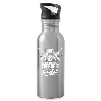 Others go to therapy I go to paintball - Water bottle with straw - silver - Right