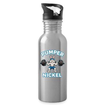 Pumpernickel Hase Pumper Fitness Gym Spruch - Trinkflasche mit integriertem Trinkhalm - Lightsilver - Rechts