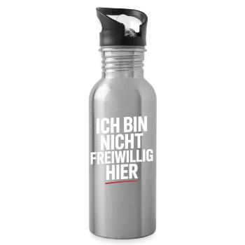 I'm Not Here Voluntarily Anti Smalltalk Office - Water bottle with straw - silver - Right
