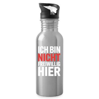 I'm Not Here Voluntarily Anti Smalltalk Office - Water bottle with straw - silver - Right