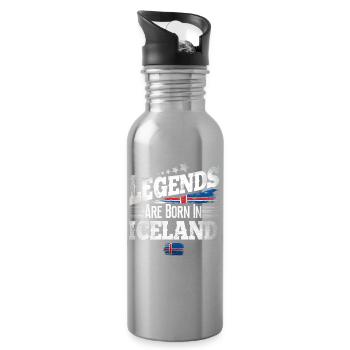 Islande Lieu de naissance Anniversaire - Gourde avec paille intégrée - argent clair - Droite