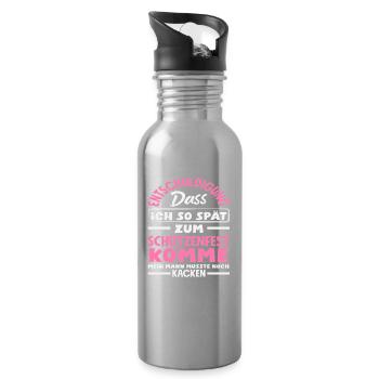 Mein Mann Musste Aufs Klo Lustiger Schützenfest - Trinkflasche mit integriertem Trinkhalm - Lightsilver - Rechts