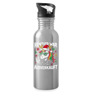 Weihnachten Spruch Humor Einhorn Lustig Rentier - Trinkflasche mit integriertem Trinkhalm - Lightsilver - Rechts