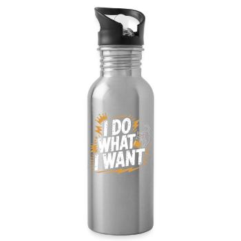 Ich tu, was ich will - Trinkflasche mit integriertem Trinkhalm - Lightsilver - Rechts