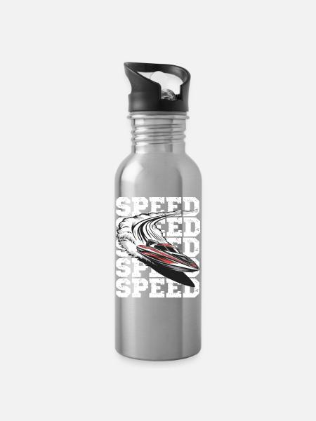  Geschwindigkeit Motorboot Abenteuer - Trinkflasche mit integriertem Trinkhalm - Lightsilver