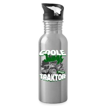 Coole Jungs Fahren Traktor Bauer Dorfkind Trecker - Trinkflasche mit integriertem Trinkhalm - Lightsilver - Rechts