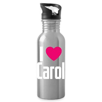 I Love Carol Pink Heart I Love Carol - Water bottle with straw - silver - Right