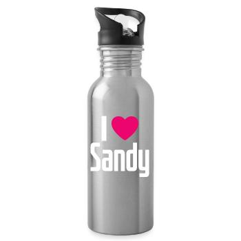 J’aime Sandy Pink Heart J’aime Sandy - Gourde avec paille intégrée - argent clair - Droite