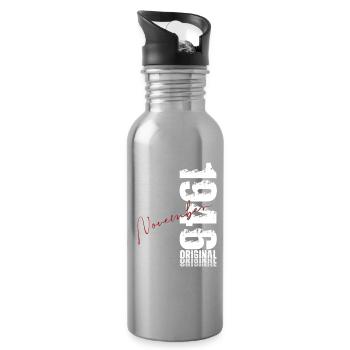 80. Geburtstag Original November Jahrgang 1946 - Trinkflasche mit integriertem Trinkhalm - Lightsilver - Rechts
