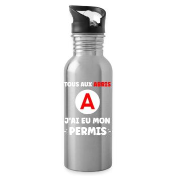 Humor I have my driver's license - Water bottle with straw - silver - Right