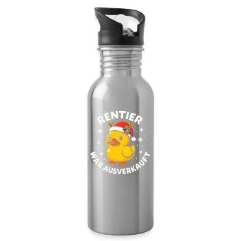 Weihnachten Spruch Humor Ente Lustig Rentier - Trinkflasche mit integriertem Trinkhalm - Lightsilver - Rechts