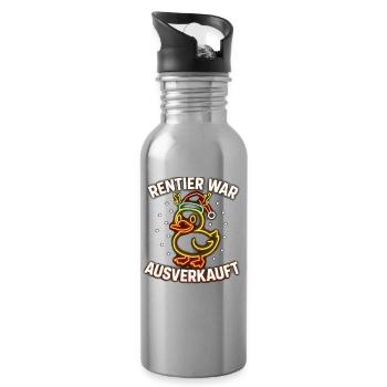Weihnachten Spruch Humor Ente Lustig Rentier - Trinkflasche mit integriertem Trinkhalm - Lightsilver - Rechts