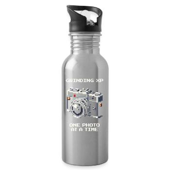 XP grinden | Foto für Foto besser, Fotografie - Trinkflasche mit integriertem Trinkhalm - Lightsilver - Rechts