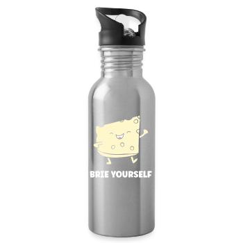 Humor brie cheese - Water bottle with straw - silver - Right