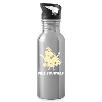 Humour fromage brie - Gourde avec paille intégrée - argent clair - Droite