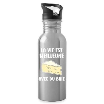 Humour fromage brie - Gourde avec paille intégrée - argent clair - Droite