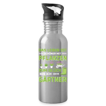 Jardinier Jardinage Jardinage Jardinage Jardinage - Gourde avec paille intégrée - argent clair - Droite