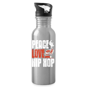 Peace Unity Beat Movement Graffiti DJ Bboy Flow - Trinkflasche mit integriertem Trinkhalm - Lightsilver - Rechts