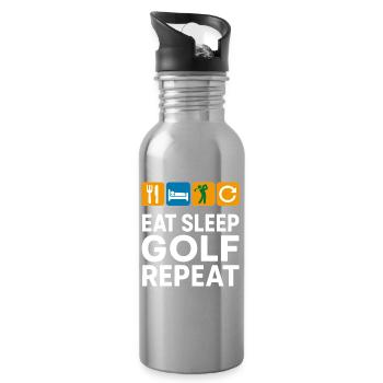 Eat Sleep Golf Repeat Funny Golfer - Water bottle with straw - silver - Right