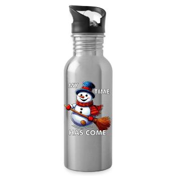 SNOWMAN MY TIME HAS COME - Water bottle with straw - silver - Right