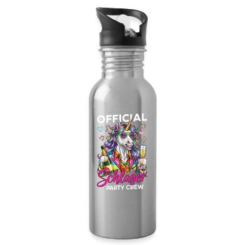 Official Schlager Party Crew - Trinkflasche mit integriertem Trinkhalm - Lightsilver - Rechts