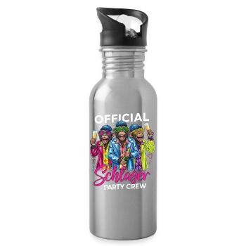 Official Schlager Party Crew - Trinkflasche mit integriertem Trinkhalm - Lightsilver - Rechts