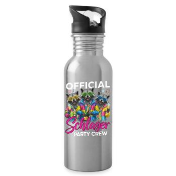 Official Schlager Party Crew - Trinkflasche mit integriertem Trinkhalm - Lightsilver - Rechts