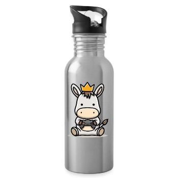 Gamer donkey with controller crown - Water bottle with straw - silver - Right