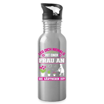 Garten Gärtner Gärtnern Gartenarbeit Gartenarbeit - Trinkflasche mit integriertem Trinkhalm - Lightsilver - Rechts