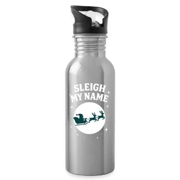 Traîneau Mon Nom Père Noël Humour - Gourde avec paille intégrée - argent clair - Droite