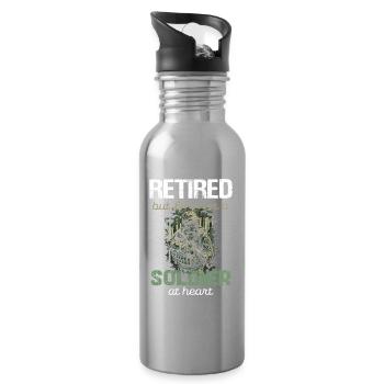 Ruhestand Soldat im Herzen - Trinkflasche mit integriertem Trinkhalm - Lightsilver - Rechts